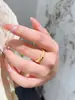Anillo de Diamante de Color Cepillado Italiano del Mismo Estilo que la Tienda de Oro, Anillo Francés de Lujo Ligero Retro para el Dedo Índice con Apertura Ajustable