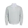 R6513 High Street Estilo Americano Unissex Falso Duas Peças Design Color-Block Caimento Solto Moda de Rua Masculina Camiseta de Manga Longa com Gola Reversível