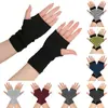 Luvas de Algodão Meio Dedo Esportivas Sem Dedos Malha Curta Masculinas e Femininas Outono e Inverno Finas Mangas de Braço DIY