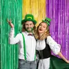 Decoraciones de Fiesta de Carnaval de 2m, Accesorios Temáticos, Borla Verde Dorada Morada, Cortina de Puerta de Seda de Lluvia, Arreglo de Escena de Pared de Fondo