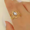 Anillos Europeos y Americanos de Acero Inoxidable con Circonita, Anillos de Lujo de Nicho de Gama Alta, Joyería de Línea Irregular, Anillos Transfronterizos para Mujeres