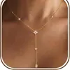 Colar Europeu e Americano Transfronteiriço Novo Estilo Trevo de Quatro Folhas com Borla para Mulheres Exquisiteiro Temperamento Simples Doce Corrente para Clavícula Zircônia Luxo Leve