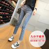 Simon Lena Black All-match Smoke Tube Straight Jeans Feminino Outono Nova Chegada Pequeno Oito-Nove Cintura Alta Primavera