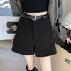 Pantalones Cortos de Traje Casual de Lana para Mujer Invierno Sueltos Adelgazantes Letra Pierna Ancha Ropa Exterior Versátil Pantalones para Botas