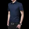Nova Camisa Masculina de Manga Longa Primavera e Outono Juventude Homens de Negócios Gola Lapela Cor Sólida Fina Sem Ferro
