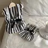 Ropa para Perros Verano Nueva Moda Teddy Bichón Pomerania Rayas Lazo Tirantes Vestido Mascota