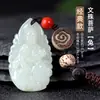 Jade de Hetian Doce Signos del Zodíaco Buda Llavero para Coche Colgante para Coche de Hombres y Mujeres Cordón Personalizado Colgante de Joyería de Jade