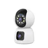 Cámara de Vigilancia con Doble Lente y Cabeza Giratoria, Cámara de Vigilancia para el Hogar Wifi con Visión Nocturna de Doble Luz