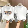 Camiseta listrada de manga comprida para meninas, novo estilo outono 2026, camiseta básica de algodão puro para crianças meninas, top para crianças maiores