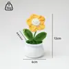 Planta em Vaso de Trevo de Quatro Folhas da Sorte em Forma de Coração Tricotado Planta Verde Artificial Crochê Feito à Mão Decoração de Mesa Boneca de Lã Transfronteiriça