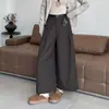 Foto real estilo coreano outono e inverno calça reta casual engrossada TR escovada de perna larga 2026 novo estilo outono e inverno calça cropped feminina