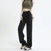 Calça Jeans Wide Leg de Tencel Preta para Mulheres 2025 Novo Verão Fina Cintura Alta Drapeada Solta Reta Calça de Seda de Gelo