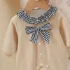 Mameluco de Otoño Estilo Mariposa Castaña Dulce con Lazo para Bebés Niñas, Mono de Salida para Recién Nacidos Estilo Chino