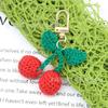 Lindo Colgante de Cereza Tejido de Lana Fresca Llavero Colgante para Teléfono Móvil Accesorios Colgantes para Bolsa de Auriculares