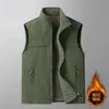Chaleco reversible para hombre para otoño e invierno, forrado de forro polar, cálido, cuello alto, prenda exterior cortavientos casual, chaleco para hombre 25199A
