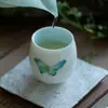 Taza de Té Boca de Flor de Mariposa Pintada a Mano Creativa Jingdezhen Cerámica Arita Taza de Maestro Taza de Té Juego de Té Kung Fu Taza Individual