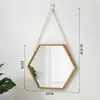 Espejo Hexagonal de Hierro Nórdico para Montar en la Pared Baño Dormitorio Espejo para Montar en la Pared Mesa de Lavado Espejo Cosmético para Montar en la Pared