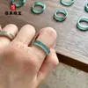 Anel de Jadeite Pedra de Gelo Anel Chuva Fumegante de Jiangnan Ciano Oleoso Estilo Chinês Anel de Dedo Rede Social Pequeno Livro Vermelho