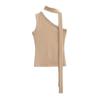 2024 Novo Spice Girl Design Sense Irregular Strap Off-shoulder Colete Feminino Verão Pure Desire Estilo Top Curto