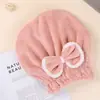 Gorro de secado rápido para el cabello para mujer, súper absorbente, adecuado para la ducha y para lavarse el cabello, sin pelusa, estilo estudiantil, con diseño de lazo