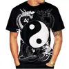 Camiseta de Manga Corta para Hombre con Patrón de Bagua Tai Chi Yin y Yang Impresión 3D Nueva Transfronteriza Europea y Americana Venta Directa de Fábrica Suministro