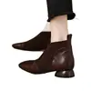 Botas de Retalhos Elásticas com Bico Quadrado Mais Vendidas Femininas 2026 Outono Novo Estilo Couro Macio Solado Macio Salto Baixo Slip-on Moda Sapatos Individuais