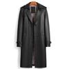 Haining Couro Genuíno Masculino Longo Acima do Joelho Pele de Carneiro Trenchcoat Masculino Trespassado Primavera e Outono Fino Couro Casaco Jaqueta