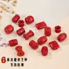 Accesorios de Arena Imperial de Cinabrio de Alto Contenido para Joyería DIY Seis Caracteres Palabras Verdaderas Caracteres Fu Accesorios para Pulsera y Collar Hechos a Mano con Cuentas