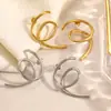 Pendientes Transfronterizos de Acero Inoxidable con Líneas Espirales y Formas Geométricas, Moda Estilo Ol, Diseño Sencillo, Pendientes Chapados en Oro de 18 Quilates