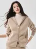 Cárdigan de punto de cachemira para mujer, relajado y casual, holgado y grueso, con doble cremallera, perfecto para otoño e invierno, ofreciendo un estilo de lujo cómodo y discreto