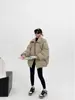 Inverno Novo Estilo Senso de Design Simples Jaqueta Puffer Curta Roupas de Algodão Homens e Mulheres Retro Versátil Solta Gola Lapela Roupas de Algodão