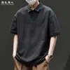 Camisa Polo de Algodón Puro Estilo Americano Camiseta de Manga Corta para Hombre Verano 2026 Nuevo Estilo Holgada Tallas Grandes Cuello Solapa Ropa de Moda