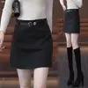 Processamento personalizado Outono 2026 Preto Cintura Alta Emagrecedor Estampa de Letras Justa ao Corpo Saia Curta Moda Feminina Trabalho Casual Estilo Não