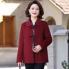 Elegante abrigo de lana de primavera y otoño para madre de mediana edad, top de lana para mujer de mediana edad y mayor, abrigo de lana de doble cara con cuello de solapa