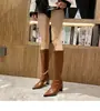 Primer Encuentro Ji Punta Fina Tacón Grueso Botas Largas para Personas Bajas Estilo Chelsea Otoño/Invierno Nuevo Estilo Adelgazantes Altas Elegantes Botas de Jinete