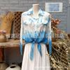 Dali Lijiang Tingimento Artístico Tie-Dye Corante Azul Corante de Planta Raiz de Isátis Camisa com Proteção Solar Cardigã Top Curto Roupa Feminina