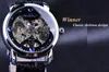 Modelo Ganador de Ebay Moda Casual Hueco Mecánico Semiautomático Reloj al por Mayor Caja Plateada Esfera Blanca Movimiento Plateado