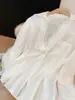 2026 Estilo Simples High-End Branco Falso Duas Peças Renda Patchwork Conjunto Manga Longa Camisa Solta Top Feminino Outono