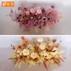 Accesorios de boda Baijie flores de simulación fila de flores decoración de boda diseño de guía de camino de pasarela mesa de flores flor de seda color champán