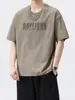 Camiseta de Verano de Manga Corta Transfronteriza para Hombre, Ins Tendencia Estampado de Letras Cuello Redondo Deportiva Casual Holgada de Media Manga para Hombre
