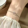 Pulsera de Hada de las Flores de Lujo Ligero para Mujer, Simple, Dulce, Fresca, Accesorios para Estudiante, Novia, Novedad, Pulsera de Flor con Diamantes Brillantes para Mujer