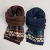 Bufanda Navideña Coreana 2026 Estilo Nuevo Otoño e Invierno Mezcla de Lana Estilo Fair Isle Gruesa Cálida Versátil Bufanda para el Cuello