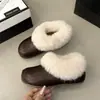 Zapatos de felpa antideslizantes con algodón engrosado para uso exterior, modernos, forrados de felpa, cálidos, retro, de suela gruesa, para mujer, zapatos de algodón que aumentan la altura, invierno