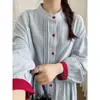 Vestido Longo de Manga Longa com Estampa Xadrez Artística Estilo Japonês para Mulheres, Coleção Primavera 2026, Vestido Soltinho Emagrecedor Atacado
