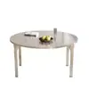 Mesa Redonda Gruesa de Acero Inoxidable, Mesa Plegable para Puestos de Comida, Mesas de Restaurante, Casas de Alquiler, Mesas de Comedor para Hogares Rurales