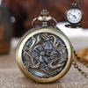 Fábrica direta em estoque retro bronze oco dragão phoenix chengxiang flip quartzo relógio de bolso uma geração de colar de cabelo relógio de bolso