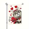 Bandera de Jardín Moderna para el Día de San Valentín 2026 Poliéster Estampado de Corazón Aniversario Boda Bandera para Exteriores Bandera de Césped