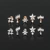 Pendientes de moda con pequeñas flores frescas Mori para mujer, con varilla de acero inoxidable perforada y clavos para las orejas, sin preocupaciones, a través de la frontera.
