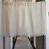 Cortina e Voil Integrados, Instalação Sem Furos para Janelas Pequenas, Estilo Pastoral, Linho Sintético, Cortina Semi-Blackout para Janela de Canto de Quarto 1