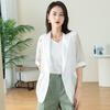 Tencel terno pequeno mulheres primavera e verão novo fino único peito champanhe cor terno colar solto casual terno de manga curta